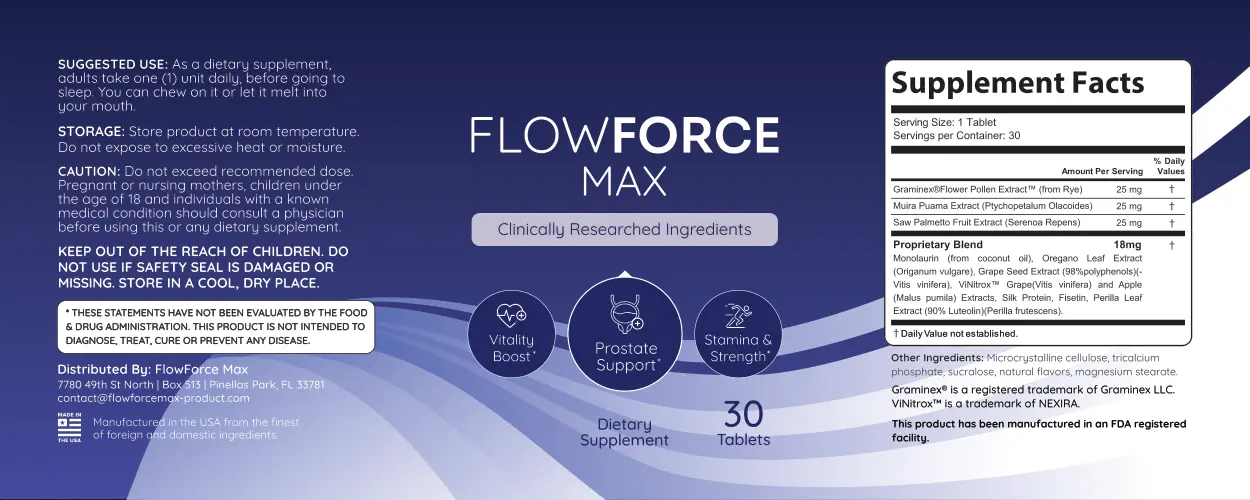 FlowForce Max Supplement facts